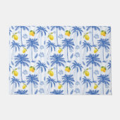 Blauwe toile palmbomen citroenen deurmat (Voorkant)