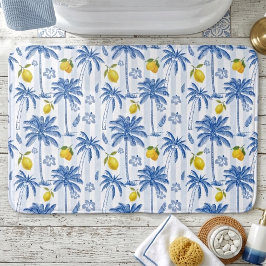 Blauwe Toile Palmboom Citroenen Badmat