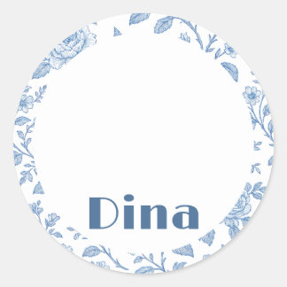 Blauwe toile placemat ronde sticker