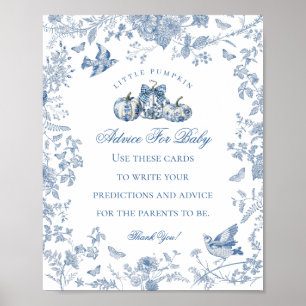 Blauwe Toile Pompoen Franse Herfst Advies voor Bab Poster