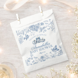 Blauwe Toile Pompoen Franse Herfst Baby Shower Des Bedankzakje