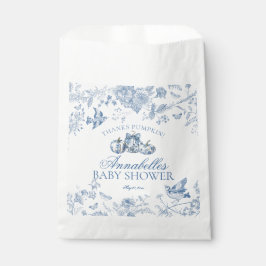 Blauwe Toile Pompoen Franse Herfst Baby Shower Des Bedankzakje