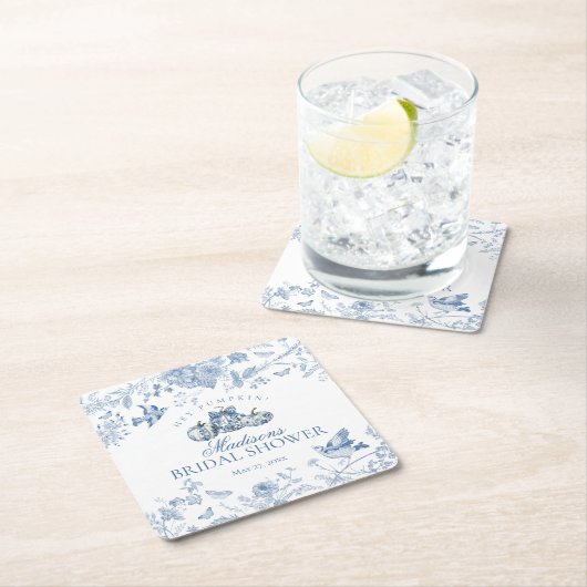 Blauwe toile pompoen Franse herfst bloemrijke brui Kartonnen Onderzetters (Insitu)