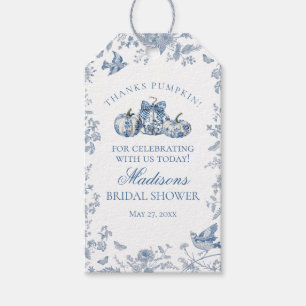 Blauwe Toile Pompoen Franse Herfst Bruids Bruiloft Cadeaulabel