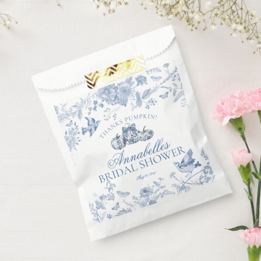 Blauwe Toile Pompoen Herfst Bruids Shower Dessert Bedankzakje (Gezegeld)