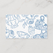 Blauwe Toile Tea Party Luier Raffle Informatiekaartje (Achterkant)
