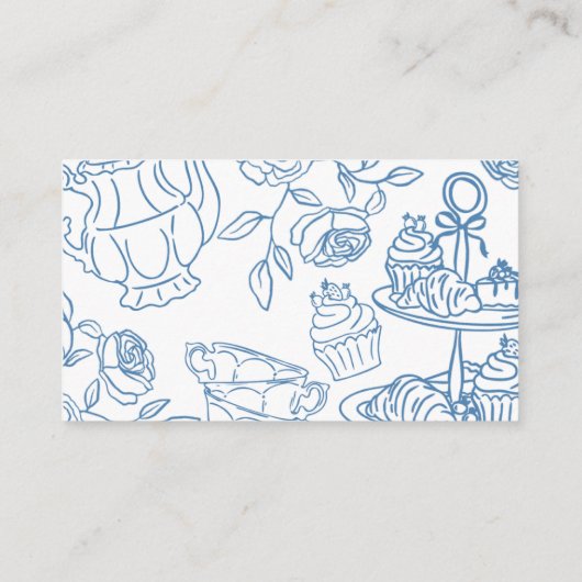 Blauwe Toile Tea Party Luier Raffle Informatiekaartje (Achterkant)