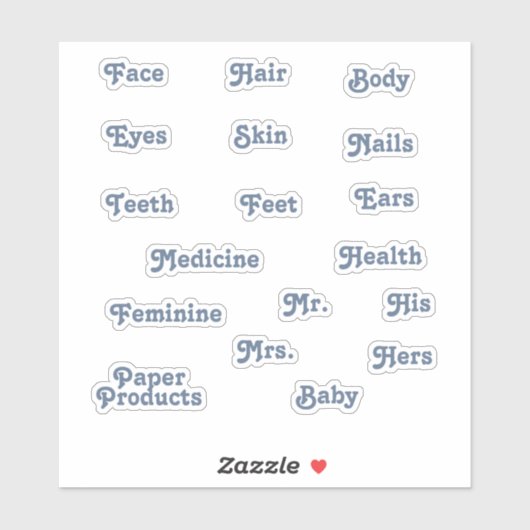 Blauwe toiletetiketten sticker (Vel)