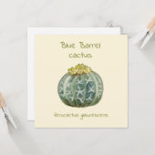 Blauwe toncactus wenskaart kaart (Voorkant / Achterkant in situ)