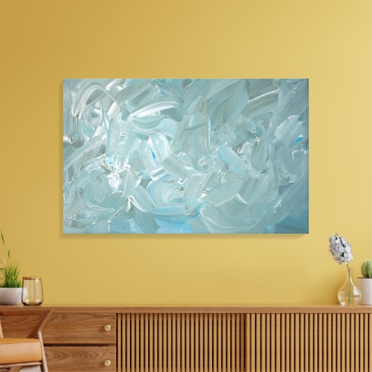 Blauwe Tone Abstract schilderij Canvas Afdruk (Insitu (Woonkamer))