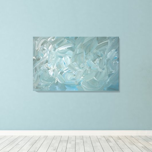 Blauwe Tone Abstract schilderij Canvas Afdruk (Insitu (Houten vloer))
