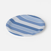Blauwe Tone en Cream Stripes Papieren Bordje (Gekanteld)