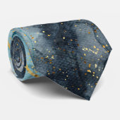 Blauwe Tonen gemarmerd Stropdas (Opgerold)