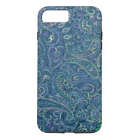 Blauwe Tonen Paisley Stoffenpatroon