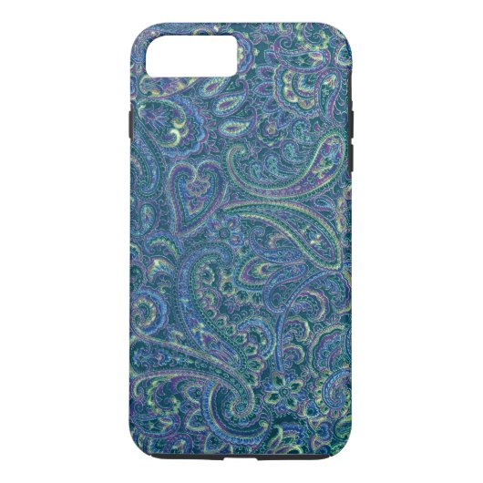 Blauwe Tonen Paisley Stoffenpatroon Case-Mate iPhone Case (Achterkant)