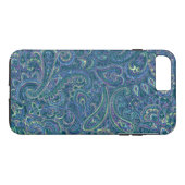 Blauwe Tonen Paisley Stoffenpatroon Case-Mate iPhone Case (Achterkant (Horizontaal))