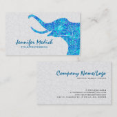 Blauwe Tonen Retro Bloemenolifant Visitekaartje (Voorkant / Achterkant)