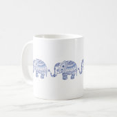 Blauwe tongen Glitter Floral Elephant Design Koffiemok (Voorkant links)