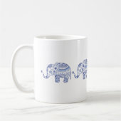 Blauwe tongen Glitter Floral Elephant Design Koffiemok (Links)