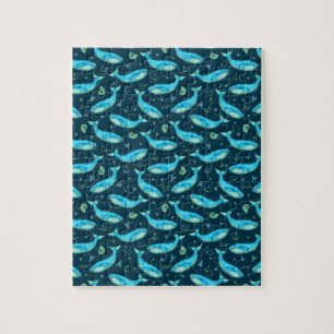 Blauwe tonijn Nautical Ocean Beach Cute Pattern Legpuzzel