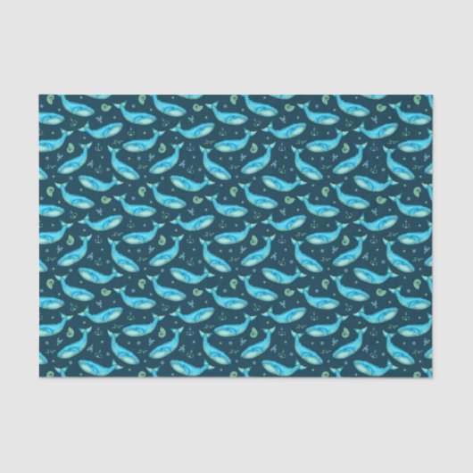 Blauwe tonijn Nautical Ocean Beach Cute Pattern Tissuepapier (Voorkant)