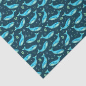 Blauwe tonijn Nautical Ocean Beach Cute Pattern Tissuepapier (Detail)
