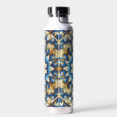 Blauwe Toon Bloemen Design Waterfles (Links)