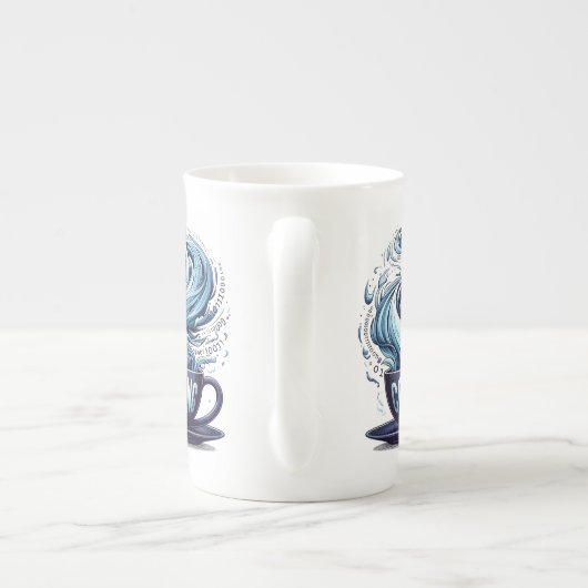 Blauwe Toon Codering Koffie Binaire Nummers Progra Porselein Kop (Achterkant)