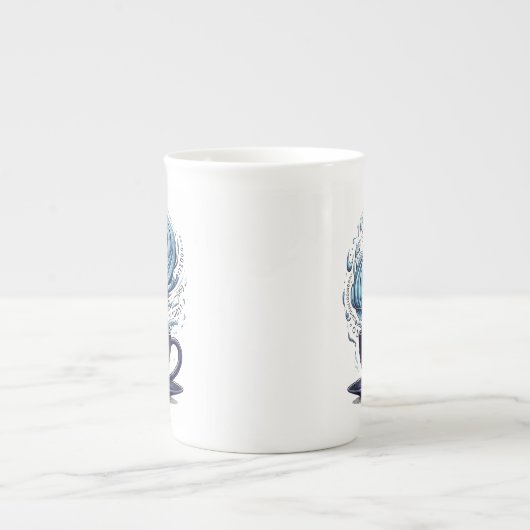 Blauwe Toon Codering Koffie Binaire Nummers Progra Porselein Kop (Voorkant)