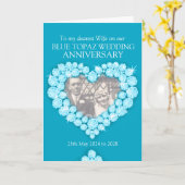 Blauwe topaas 4e huwelijksjubileum vrouw fotokaart kaart (Gele Bloem)