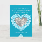 Blauwe topaas 4e huwelijksverjaardag vrouw fotokaa kaart (Voorkant)