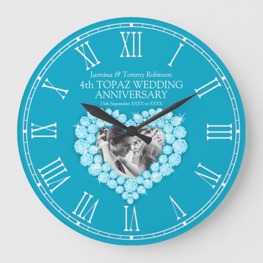 Blauwe topaz foto van 4 jaar bruiloft grote klok (Voorkant)