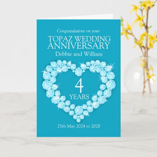Blauwe Topaz huwelijksverjaardag naam details kaar Kaart (Gele Bloem)