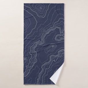Blauwe topografische kaart badhanddoek