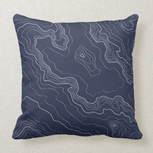 Blauwe topografische kaart kussen