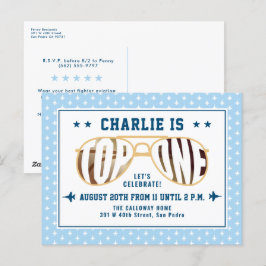 Blauwe TopOne gevechtspiloot met thema eerste verj Briefkaart