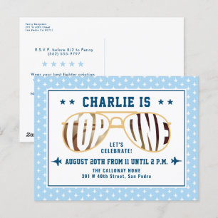 Blauwe TopOne gevechtspiloot met thema eerste verj Briefkaart