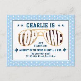 Blauwe TopOne gevechtspiloot met thema eerste verj Briefkaart