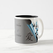 Blauwe Tortelduifjes op Sakura Tree Mokken (Voorkant rechts)