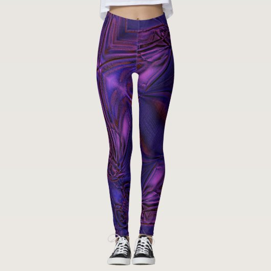 Blauwe tot paarse flauwte textuur en digitale kras leggings (Voorkant)