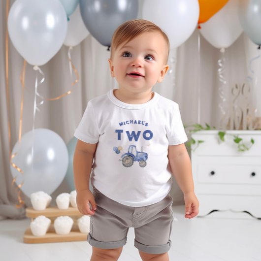 Blauwe tractor 2e verjaardag T-shirt