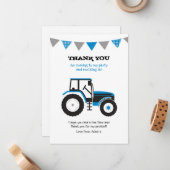 Blauwe Tractor Dank u Nota Kaart Notitiekaartje (Voorkant / Achterkant in situ)