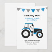 Blauwe Tractor Dank u Nota Kaart Notitiekaartje (Voorkant / Achterkant)