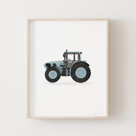 Blauwe Tractor Kinderkamer Decor Poster