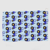 Blauwe Tractor Ontwerp Achtergrond in Elke Kleur Golfhanddoek (Horizontaal)