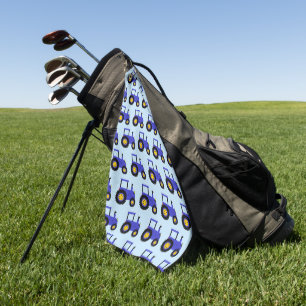 Blauwe Tractor Ontwerp Achtergrond in Elke Kleur Golfhanddoek