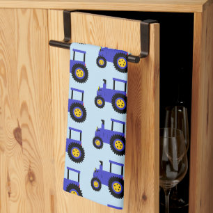 Blauwe Tractor Ontwerp Achtergrond in elke kleur Theedoek