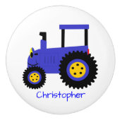 Blauwe Tractor Ontwerp Gepersonaliseerd Keramische Knop (Voorkant)