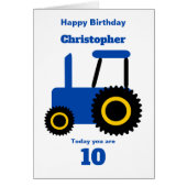 Blauwe tractor ontwerp gepersonaliseerde verjaarda (Voorkant)