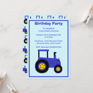 Blauwe Tractor Ontwerp Persoonlijke Verjaardagsfee Kaart